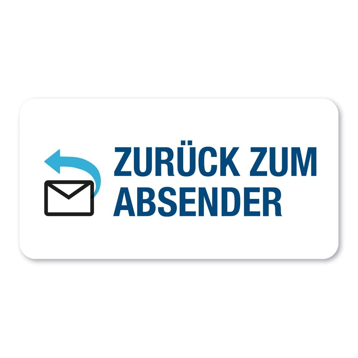 Aufkleber mit Piktogramm Zurück zum Absender stempel fabrik de