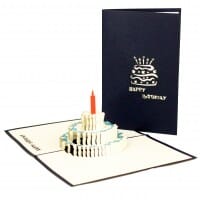 Colognecards Pop-Up Karte Torte Happy B. Day - blau