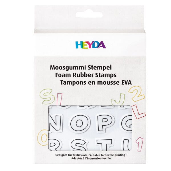 HEYDA Moosgummi Stempel-Set &quot;Alphabet &amp; Zahlen 1&quot; (47 Stück)