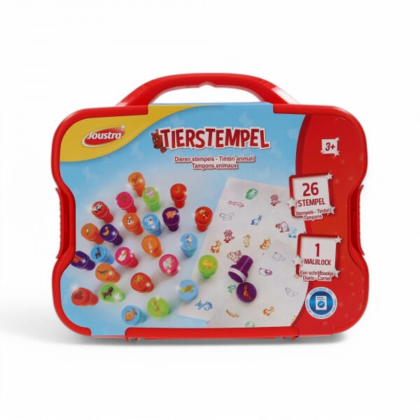 Selbstfärbende Tierstempel im Koffer (26 Stempel &amp; Malblock)