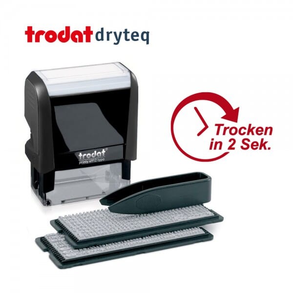 Trodat dryteq Multi-Oberflächen Textstempel 4912 TYPO (47x18 mm - 1 Ersatzkissen)