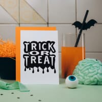 Halloween Holzstempel - Trick or Treat (50x50 mm)