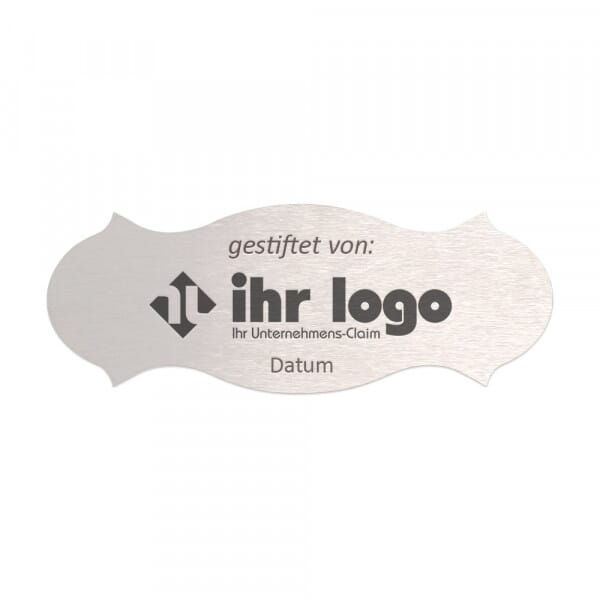 Bankschild aus Edelstahl (120 x 45 mm)