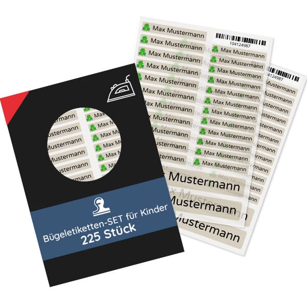 Bügeletiketten für Kinder mit verschiedenen Motiven (Set mit 225 Etiketten)