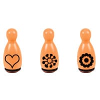 HEYDA Holzstempel-Figuren Set &quot;Blumen &amp; Herz&quot; – Orange (3 Stück - Ø 12 mm)