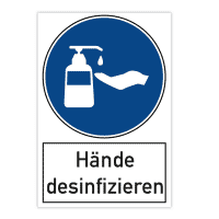 Warnschild - Hände desinfizieren (200x300 mm)