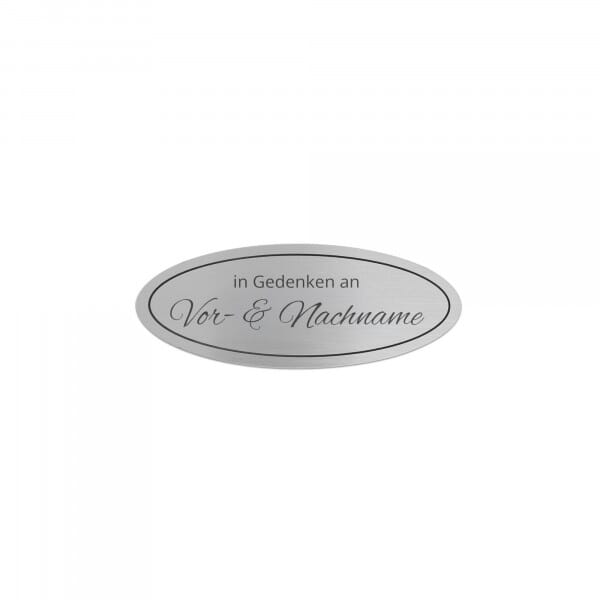 Gedenkschild &amp; Grabschild aus Messing oval mit Gravur – Silber 115 × 45 mm
