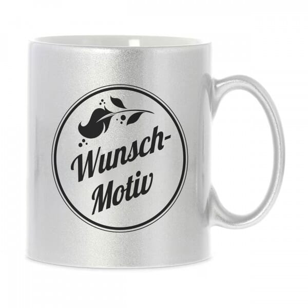 Keramiktasse silber individuell bedruckt (70x70 mm)