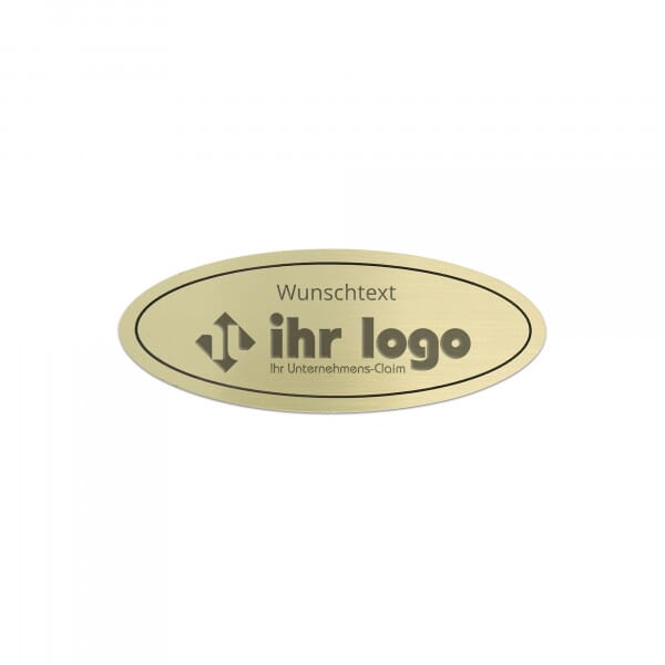 Bankschild aus Messing oval (115 x 45 mm)