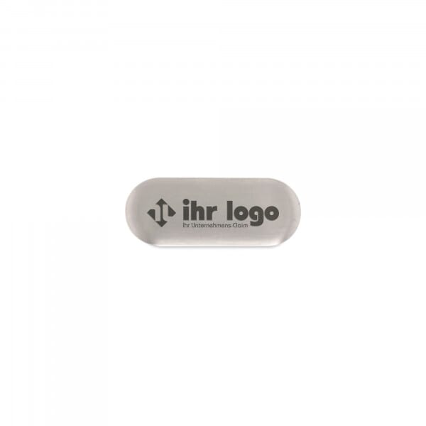 Selbstklebendes Messing-Schild / Ornament mit Gravur (35 x 14 mm, silber)