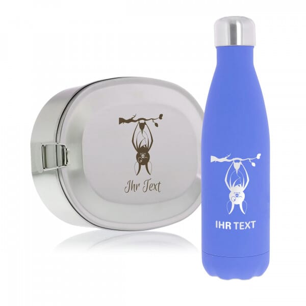 Individualisierbares SET Vesperdose &amp; Isolierte Trinkflasche mit Kindermotiv &amp; individueller Gravur