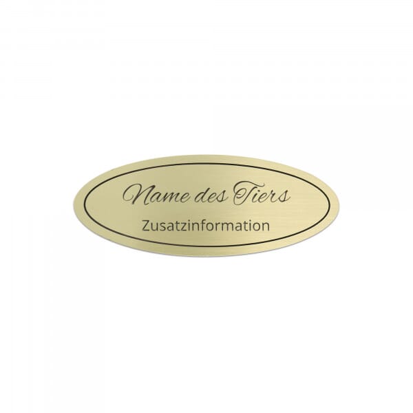 Tierschild aus Messing oval (115 x 45 mm )