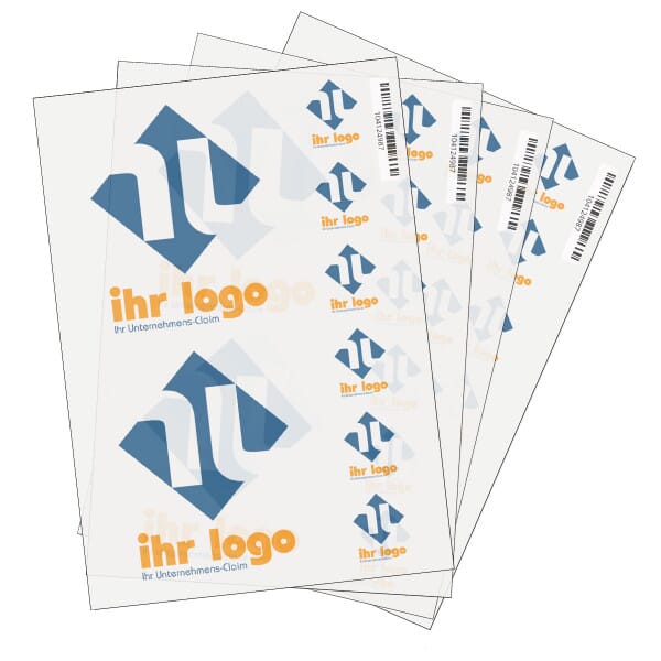 Logo-Bügeletiketten gemischt – 30 × 30 mm und 100 × 100 mm