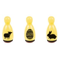 HEYDA Holzstempel-Figuren Set &quot;Ostern&quot; – Gelb (3 Stück - Ø 12 mm)