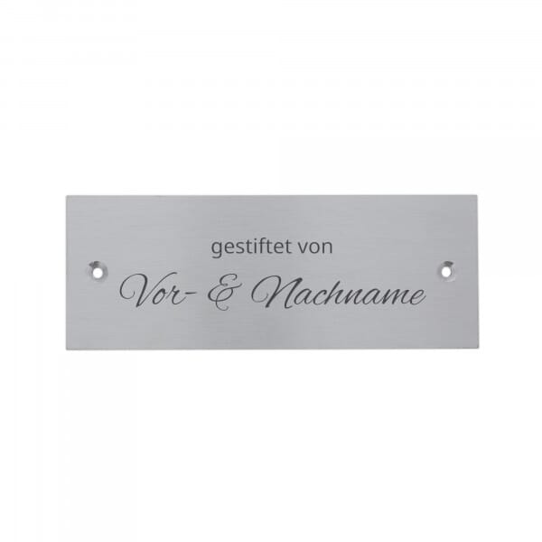 Bankschild aus Edelstahl mit Gravur – 160 × 60 mm