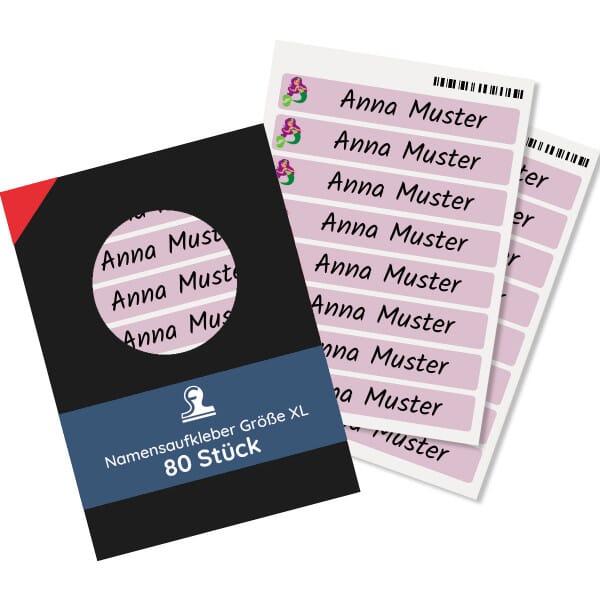 Große Namensaufkleber für Kinder Größe XL (80 Aufkleber 100x15 mm)
