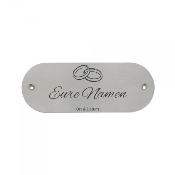 Hochzeitsschild aus Edelstahl mit runden Ecken – 160 × 60 mm