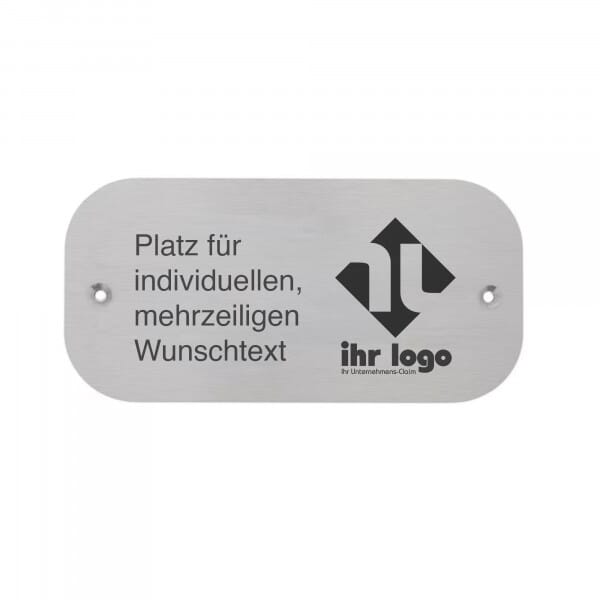Schild mit individueller Gravur aus Edelstahl – 160 × 80 mm