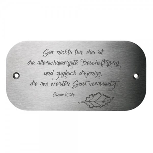 Bankschild aus Edelstahl runde Ecken (160x80 mm)