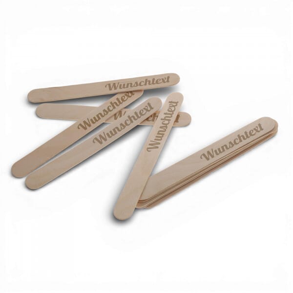Eisstiele Holz, Pflanzenschilder, Bastelhölzchen mit individueller Gravur (10 Stück)