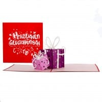 Colognecards Pop-Up Karte Geschenke rot &amp; lila &amp; pink