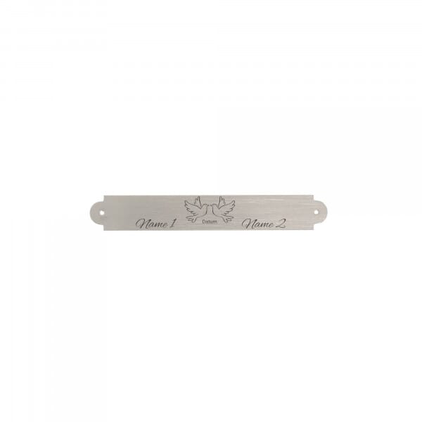 Hochzeitsschild aus Messing – Silber gebürstet 65 × 10 mm