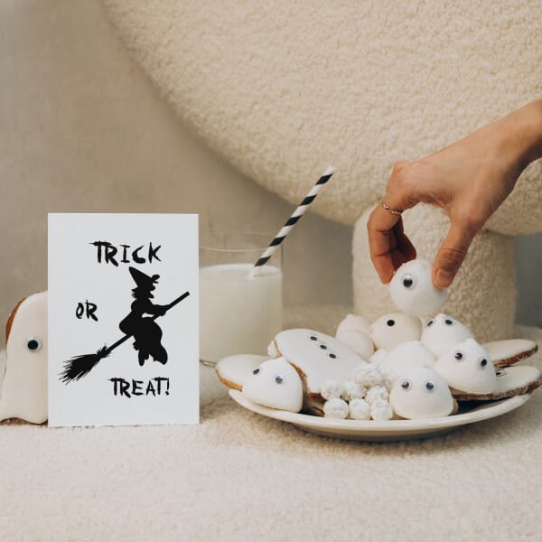 Halloween Holzstempel - Hexe Trick or Treat (40x30 mm)