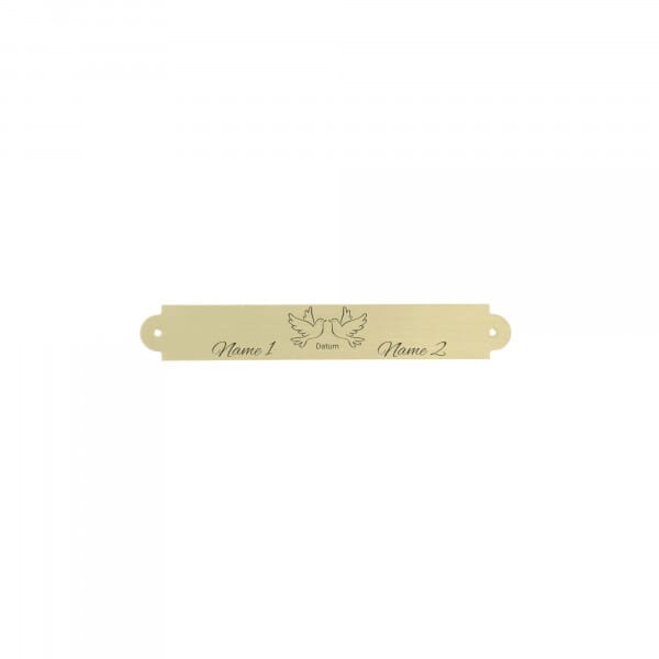 Hochzeitsschild aus Messing – Gold gebürstet 65 × 10 mm