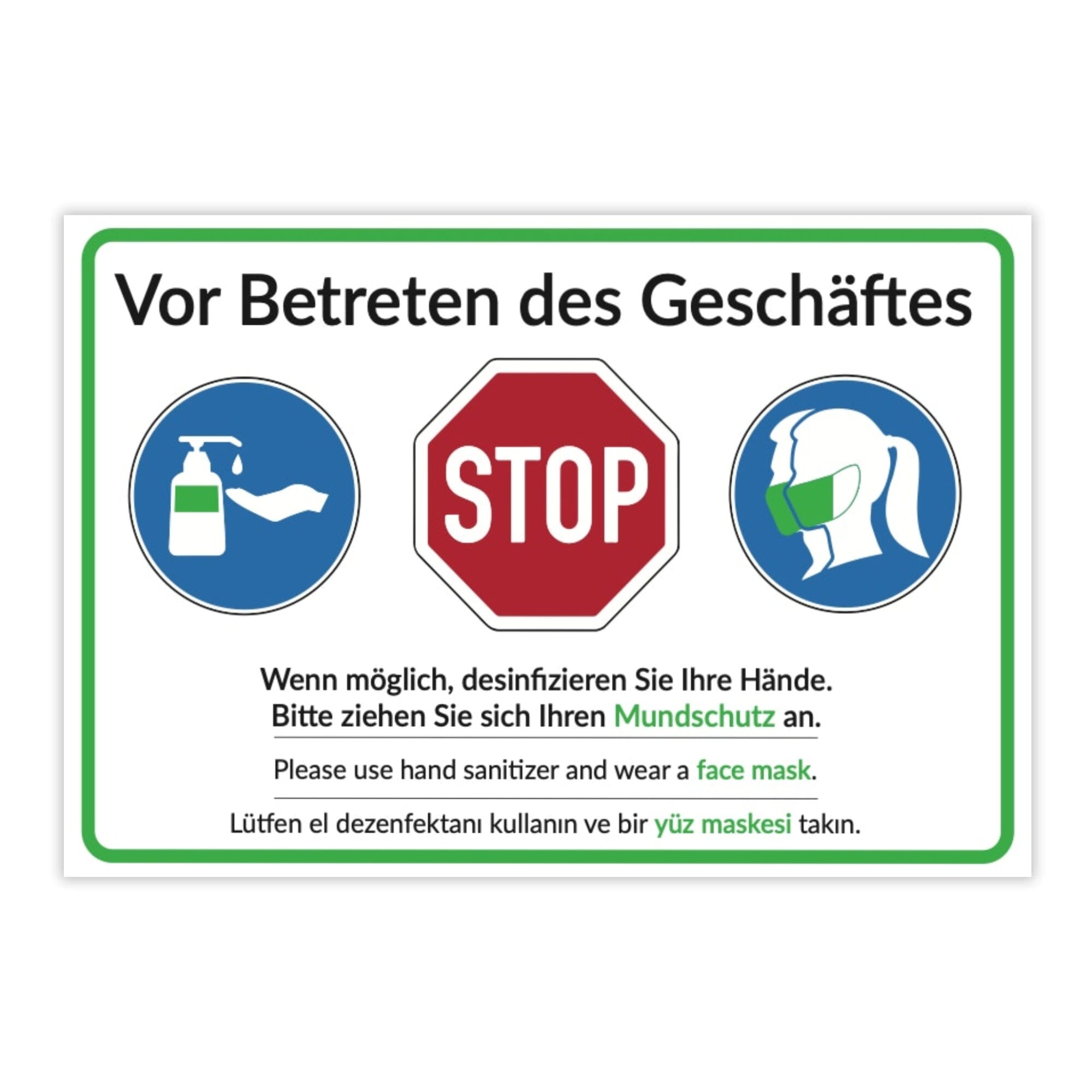 Warnschild Vor Betreten des Geschäftes gravur fabrik de