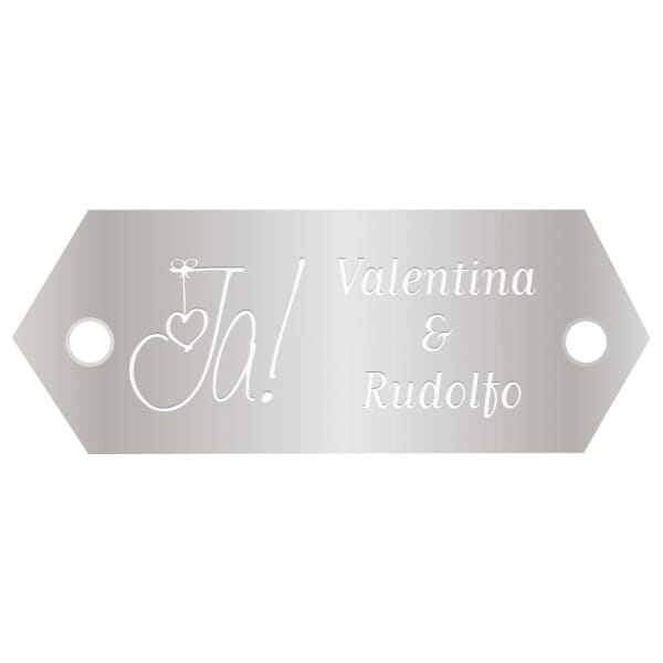 Hochzeitsschild aus Aluminium (Gravurmaß 45x18 mm - 2 Zeilen)