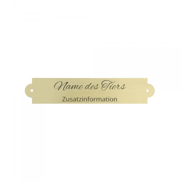 Tierschild aus Messing – Gold gebürstet 90 × 18 mm