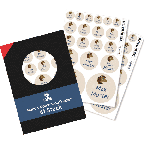 Runde Namensaufkleber versch. Größen (61 Stück)