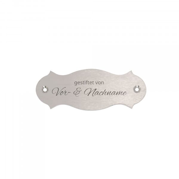 Bankschild aus Edelstahl mit Gravur – 120 × 45 mm