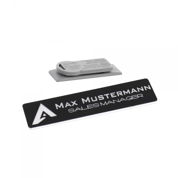 Kunststoff-Namensschild mit Magnet individuell graviert (80 × 20 mm)