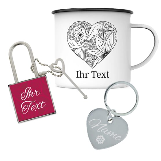 STEMPEL-FABRIK Edelstahl-Isolierbecher Personalisiert – 300 Ml, Doppelwandig, Für Rechtshänder, Mit Herz-Gravur
