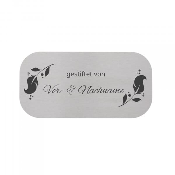 Bankschild aus Edelstahl mit runden Ecken – 160 × 80 mm