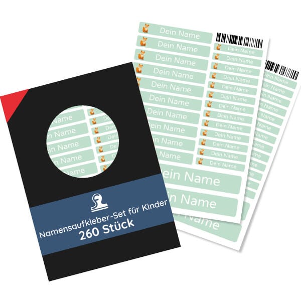 Namensaufkleber für Kinder (Set mit 260 Aufklebern in verschiedenen Größen)