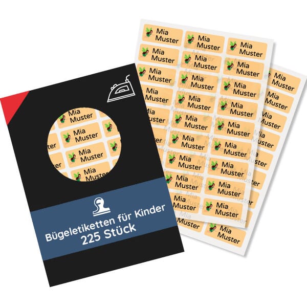 Bügeletiketten für Kinder (30x13 mm 225 Stück zum Aufbügeln)