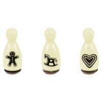 HEYDA Holzstempel-Figuren Set &quot;Weihnachtsmotiv Lebkuchen&quot; – Creme (3 Stück - Ø 12 mm)