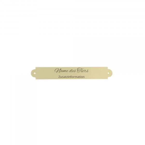 Tierschild aus Messing – Gold gebürstet 65 × 10 mm