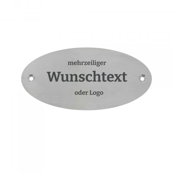 Schild mit individueller Gravur aus Edelstahl – 135 × 65 mm