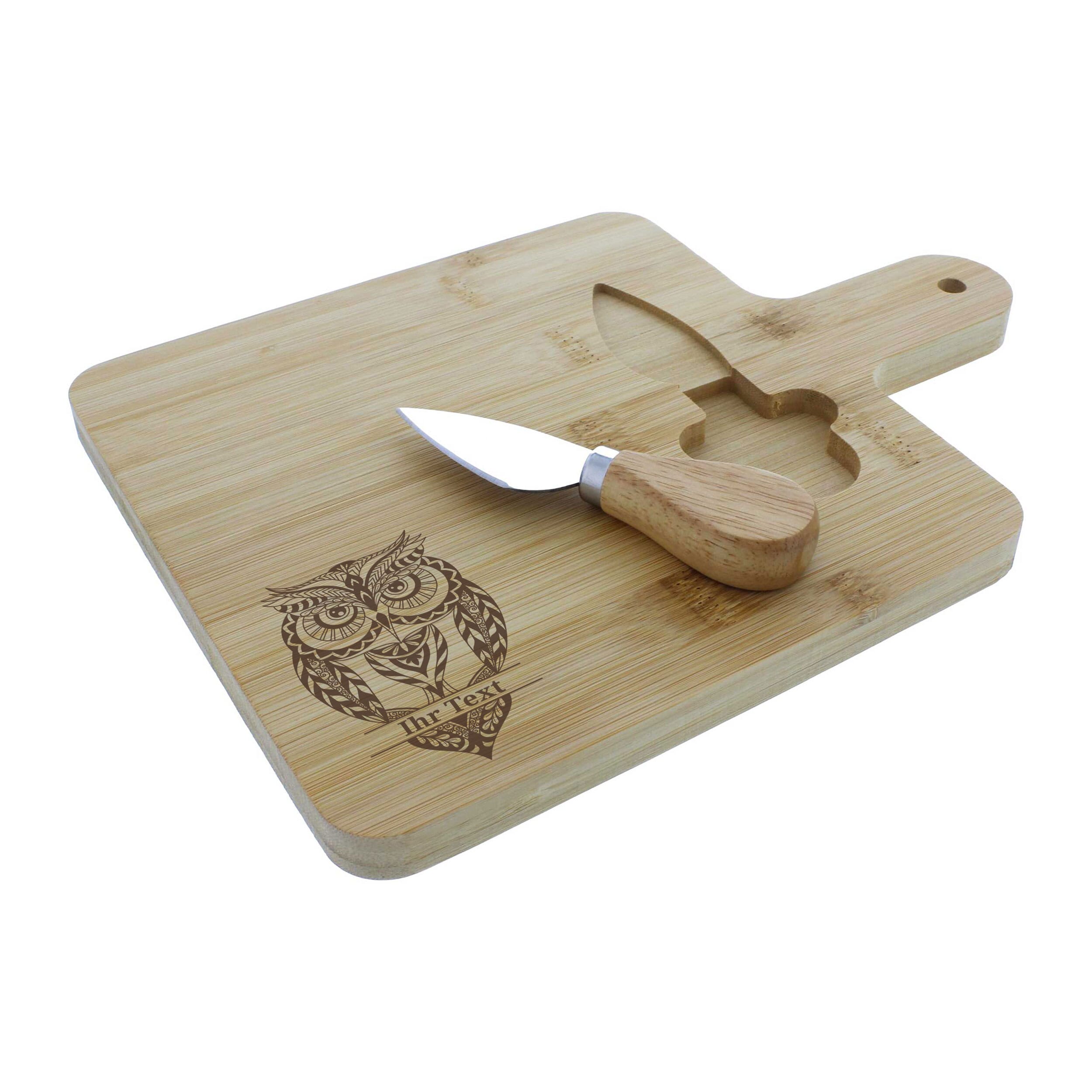 Maverton Käsebrett Mit Gravur & 4 Messern – Holz, Ø 25 Cm, Inkl. Schublade – Perfektes Geschenk Für Käseliebhaber