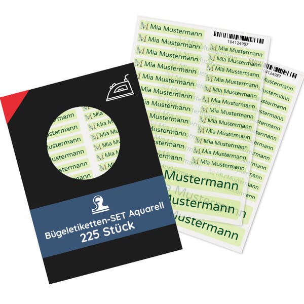 Bügeletiketten "Aquarell" mit Buchstabe oder Motiv &amp; Individualisierung