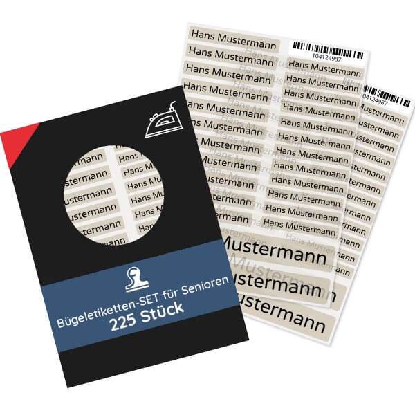 Bügeletiketten für Senioren (Set mit 225 Stück zum Aufbügeln) Altenheim &amp; Pflegeheim