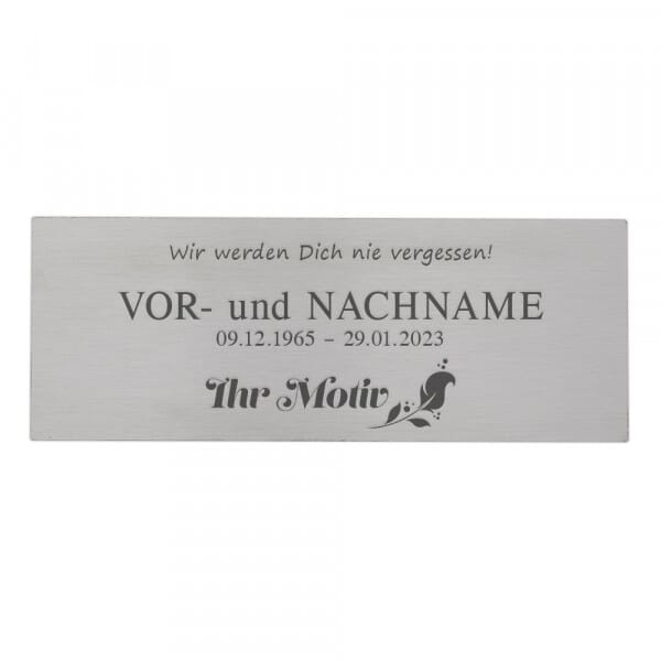Gedenkschild aus Edelstahl (160 x 60 mm)