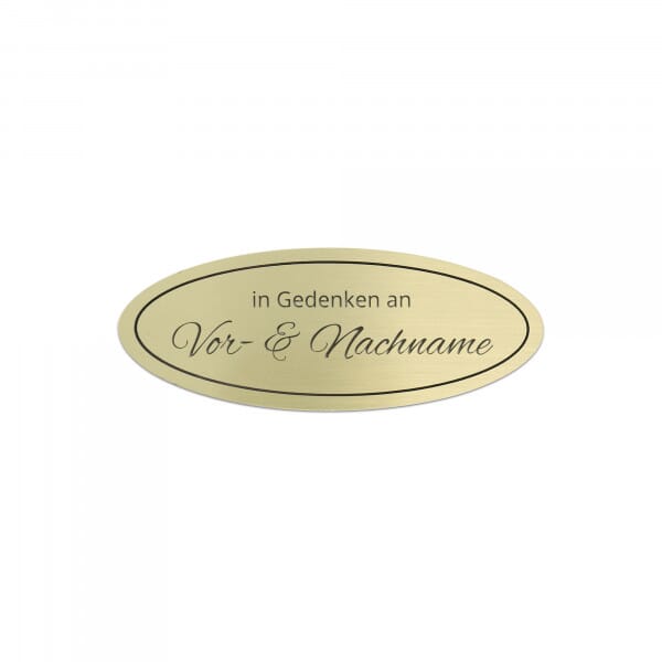 Gedenkschild aus Messing oval (115 x 45 mm)