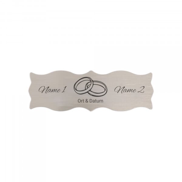 Hochzeitsschild aus Edelstahl mit Gravur – 125 × 40 mm