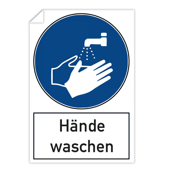 3 Stück Aufkleber - Hände waschen (200x300 mm)