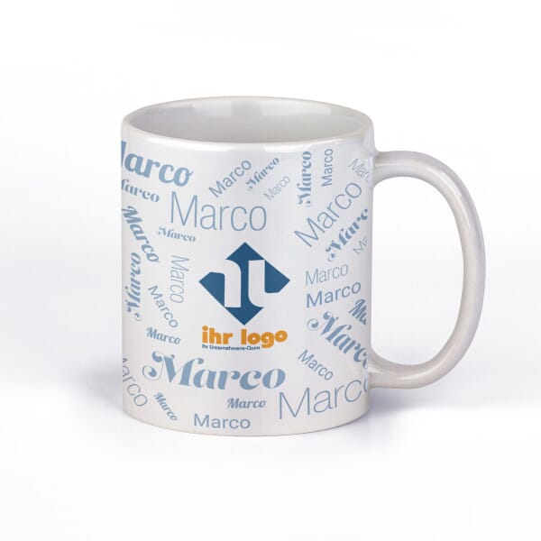 Keramiktasse mit Name &amp; Firmenlogo
