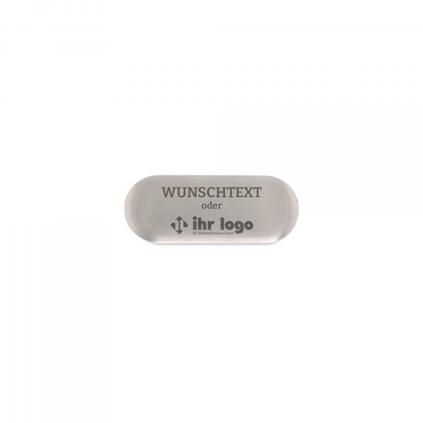 Selbstklebendes Messingschild mit individueller Gravur – Silber 35 × 14 mm
